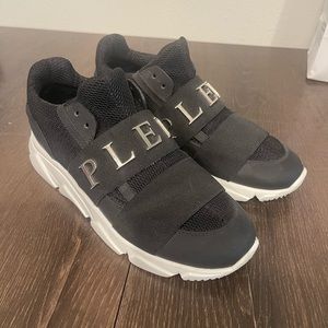 Philipp Plein Black Front Strap Sneaker